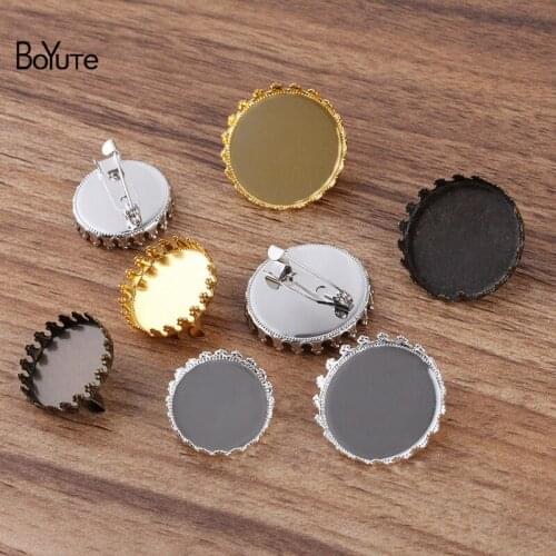 BoYuTe Custom (200 Pieces/Lot) Fit 20MM 25MM Cabochon Brooch Base Settings Handmade Diy Blank Brooch Tray Accessories