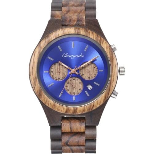 VICVS Luxury Brand New Mens Watches Alloy Wooden Quartz Wristwatch Classical Bussiness Chronograph Watch for Man