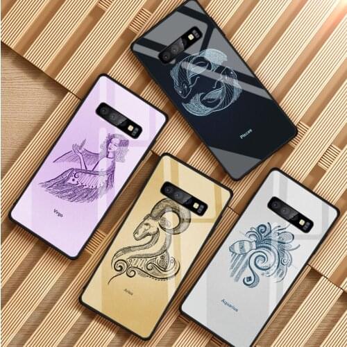 12 constellation Tempered Glass Phone Case For Samsung Galaxy S8 S9 S10 S20 PLUS J6 J8 2018 NOTE 8 9 10 Cover Shell