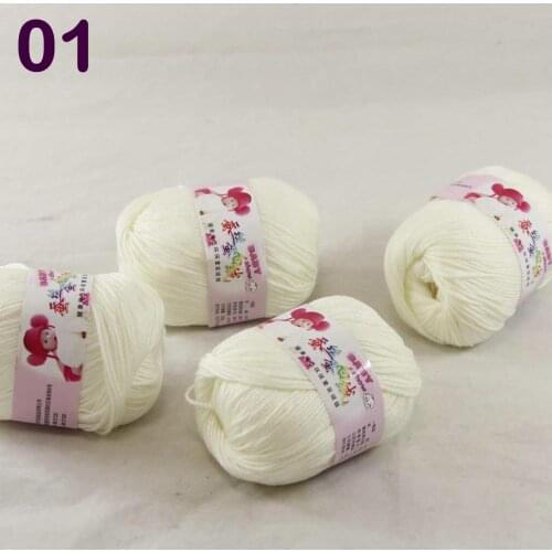 Color optional 4 ballsX50g Cashmere Silk velvet Children Hand kintting Yarn 1801 off White