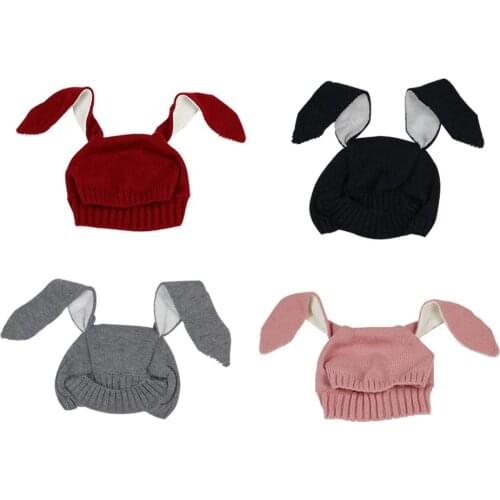 Rabbit Ears Baby Hats Soft Warm Hats Cute Toddler Kids Knitted Woolen Bunny Beanie Caps For Unisex Baby 0-3Y Newborn Photo Props