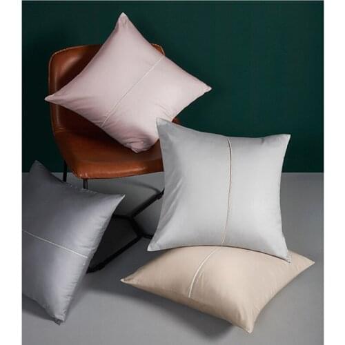 Long-staple cotton sofa pillowcase 55x55 without core simple modern square bedside cushion cover solid color pillowcase cushion