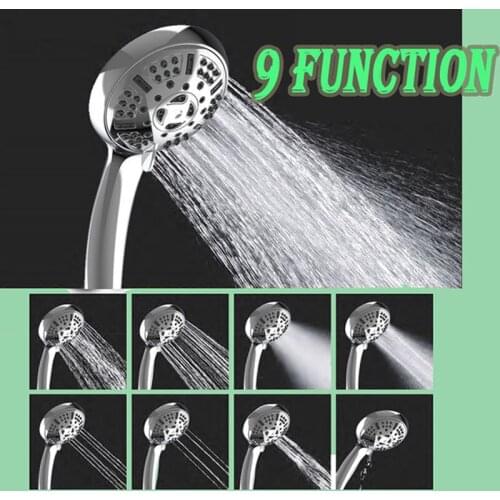 For Bathroom 9-Function Shower Set Pressurized Hand Shower With Pause Button Adjustable Different Water Jet Nozzles Shower Head