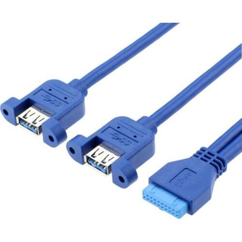 Double Dual Port USB 3.0 Female Screw Mount Panel Type to Motherboard 20Pin extension Cable 30cm 50cm 80cm 0.3m 0.5m 0.8M