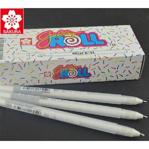 12 Pcs/Lot Sakura WHITE Gold Gelly Roll Water Based 0.7 Mm XPGB#50 Gel Pen Made In Japan