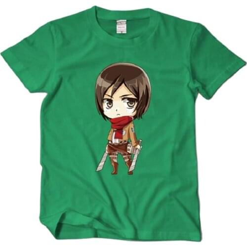 High-Q Unisex Attack on Titan Cartoon Mikasa Ackerman Cotton Casual T-Shirt Tee Shirt Top