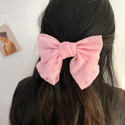 IFMIA 1PC Star Printing Headband Hair Big Bows Elastic Hair Bands Hair Clips for Girls Kids Women Hair Accessories Korea Fashion