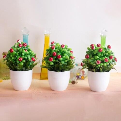 Artificial Small Fruit Tree Potted Plant Fake Bonsai Plants Table Simulation Decor Ornaments Pine Tree Office Hotel Home Garden