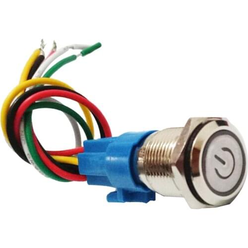 Push Button Switch 220V,16mm Waterproof Self-locking Push Button-Green LED