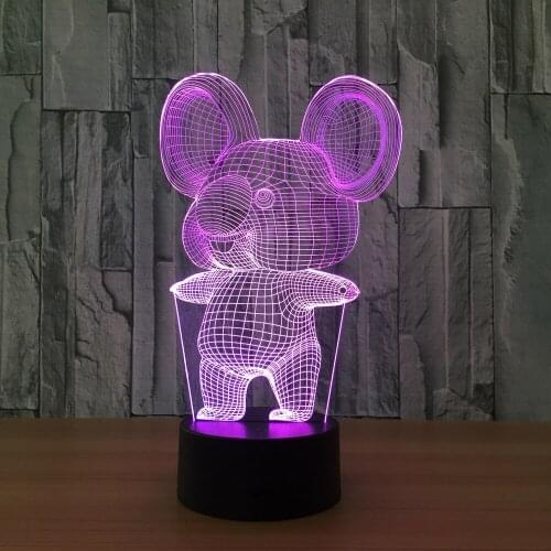 Koala Rabbit Acrylic 3D LED Night Light Vision Lamp 7 Colors Changing USB Bedroom Bedside Night light Baby Creative Gifts