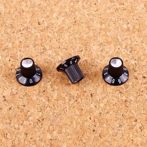 3Pcs Black Guitar Bass Volume Tone Knob Top Hat Straight Amplifier Knob Guitar Speed Control Knob Plastic