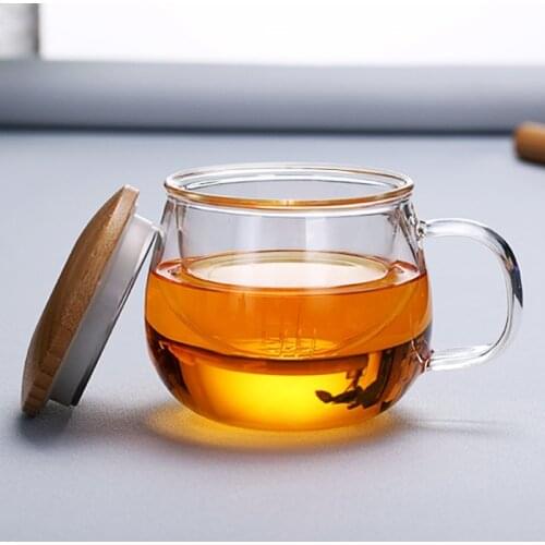 260ml creative flower tea mug filter function tea glass with handle with lid three-piece teacup Chinese style cups and mugs