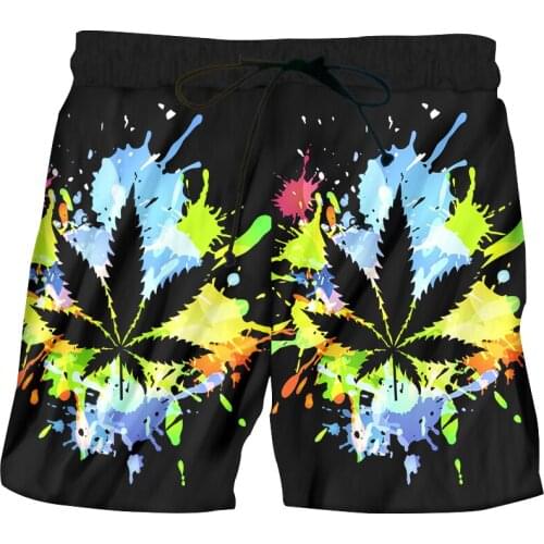 IFPD Summer 3D Shorts Leaves Print Mens Summer Beach Shorts Causual Harajuku Plus Size Breathable And Quick-drying Short Pants