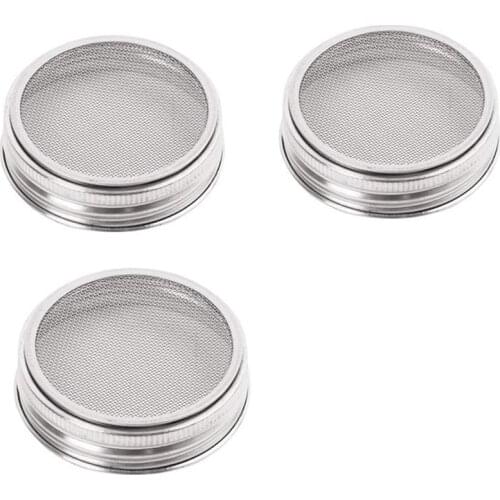 Set Of 3 Stainless Steel Sprouting Jar Lid Kit For Superb Ventilation Fit For Wide Mouth Mason Jars Canning Jars For Making Orga