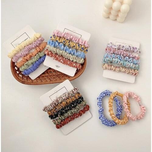 5PCS Hair Scrunchies Set Fashion Simple Elastic Hair Bands Ponytail Holder Dot Plaid Scrunchie Pack Hair Tie For Women Girls