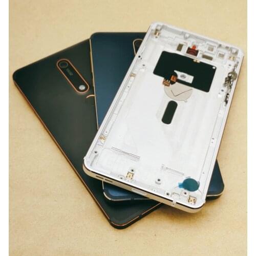 Original For 2018 Nokia 6.1 TA-1043 TA-1045 TA-1050 Battery Cover Matel Rear Housing Back Door Phone Case Repair Replace Parts