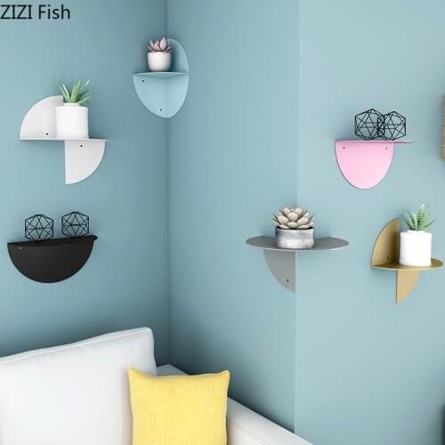 European Background Wall Pendant Metal Shelf Creative Bedroom Wall Hanging Storage Rack Living Room Home Corner Decoration Rack