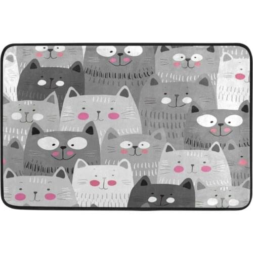 Anti- Slip Welcome Floor Mats Cute Cartoon Lovely Cat Hallway Kitchen Rug Decoration With Back Rubber Dots
