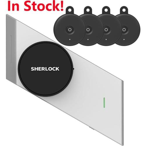 Silver Sherlock S2 Smart Lock Home Keyless Lock Easy to Attach Smart Electronic Lock Wireless App Phone Control With 4Pc Keys