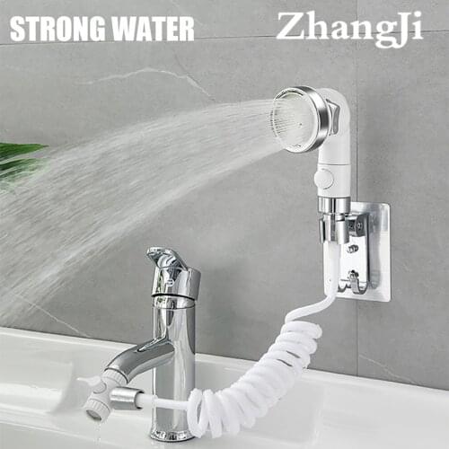 ZhangJi Water Faucet External Shower 3 Modes White Bathroom Washbasin Shampoo Artifact Handheld Small Nozzle Kitchen Sink Faucet