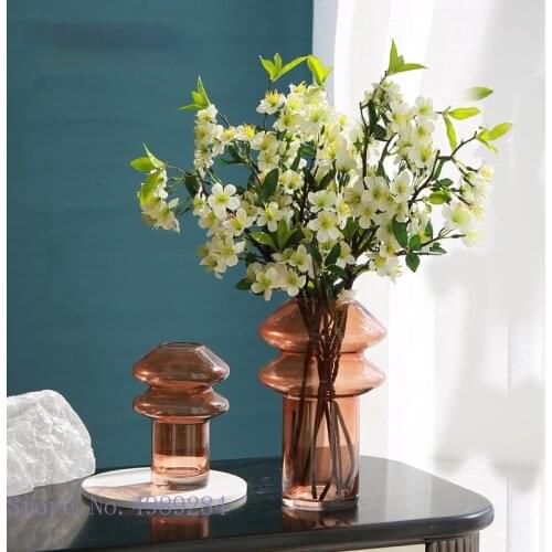 Glass Vase Abstract Geometry Tree Shape Pearl Gradient Clear Glass Flower Vase Flower Arrangement Hydroponics Home Decoration