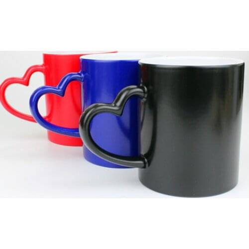 Heart light color changing cup coffee cup heat transfer sublimation cup Heart Magic Mug