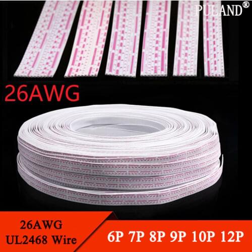 5M UL2468 Extension Wire 26AWG 6P 7P 8P 9P 10P 12P Pins Flat Ribbon PVC Insulated Copper Connect Cable Electron Strip Red White