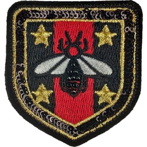 Bee with Star fashion Handmade Sew on Sequin embroidery 3d Patches 1pcs Applique Badges