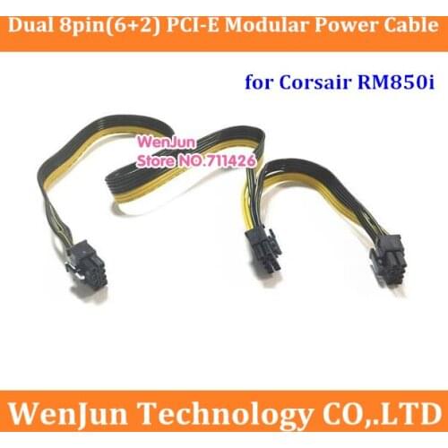 High quality 18AWG 60cm+20cm PSU 8pin to Dual 8pin(6+2) PCI-E modular power supply adapter cable fro corsair RM850i series