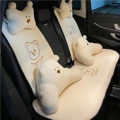 High Quality Plush Universal Cute Cartoon Little Bear High Quality Lamb Wool Warm Neckpillow Waistpillow Car Seat Cushon