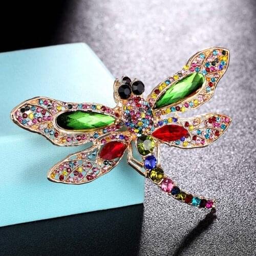 Zlxgirl Hot Sale rhinestone Dragonfly Brooch Pins for womens Kids Christmas Hijab Accessories fashion Women vintage scarf pins