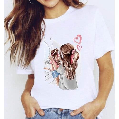 T-shirts Top for Women Cartoon Girl Short Sleeve Mama Mom Love Clothing Print Lady Graphic T Shirt Ladies Female Tee T-Shirt