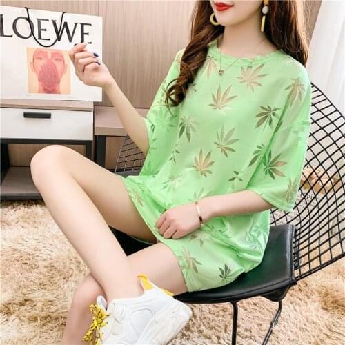 Women summer Hollow out T-shirt Half Sleeve loose Comfortable T-shirt Fashion summer short sleeves
