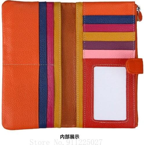 New Ladies Long Genuine Leather Wallet Coin Purse Multifunctional Handbag RFID Blocking Card Holder Woman Money Bag Clutch