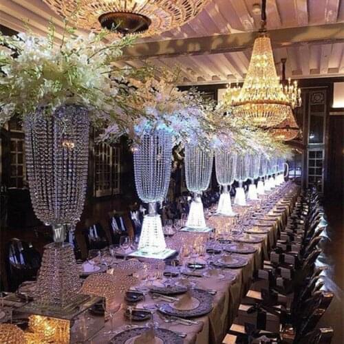 100cm Tall Acrylic Crystal Wedding Centerpiece Road Lead Stand Dinner Party Table Decoration Candlestick 10 Sets