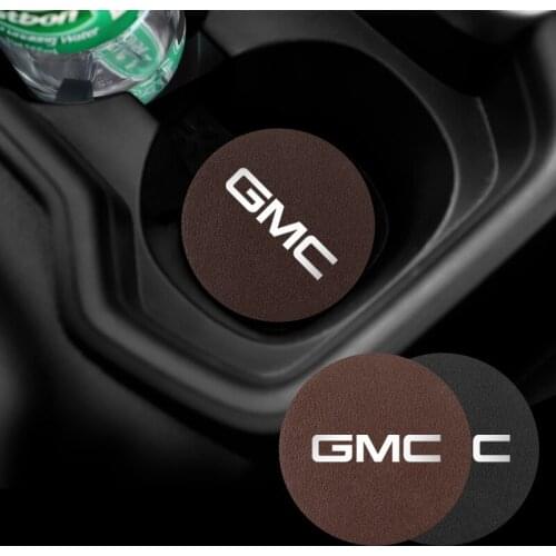 2Pcs PU Leather Car Cup Mat Auto Emblem Coaster Accessories For GMC SAVANA YUKON SIERRA TERRAIN