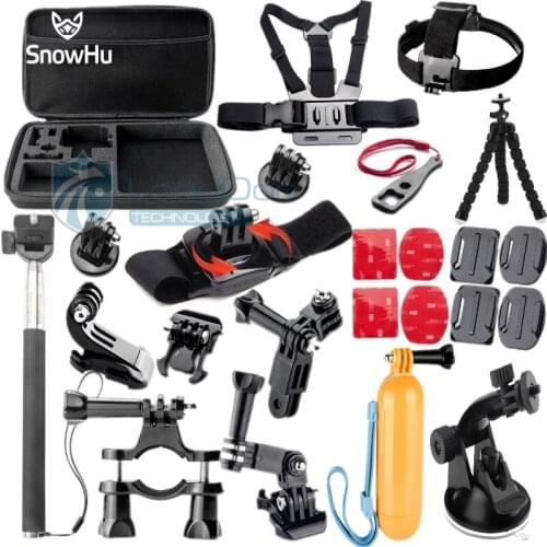 SnowHu for Gopro Accessories set Adapter mount Monopod Gopro Hero 9 8 7 6 5 for yi 4K for SJ4000 eken action camera GS45