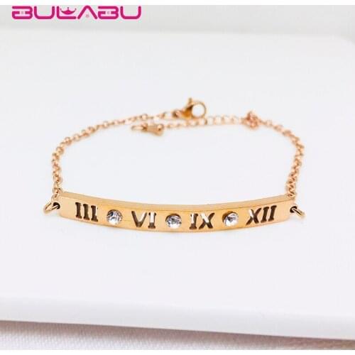BULABU New Fashion Charms Wrist Chain Titanium Steel Bracelet Arabic numeral 3\5\7\12 Small Tag Bracelets Femme Jewelry bileklik