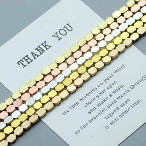 Matte Polygon Gold Silver Beads Natural Hematite Spacer Loose Beads for Jewelry Making DIY Bracelet Nacklace Accessories 6x4mm