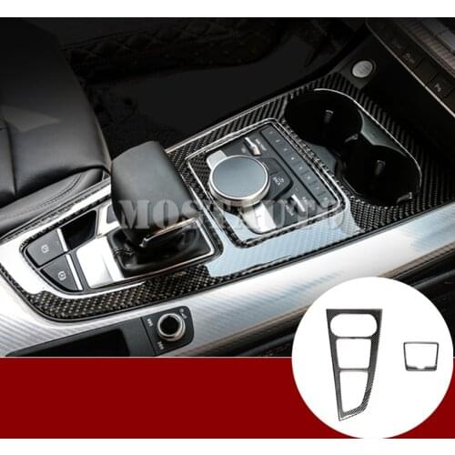 For Audi A5 S5 Carbon Fiber Center Console Gear Box Frame Cover Trim 2017-2020 2pcs Car Accessories Interior Car Decor Car Trim
