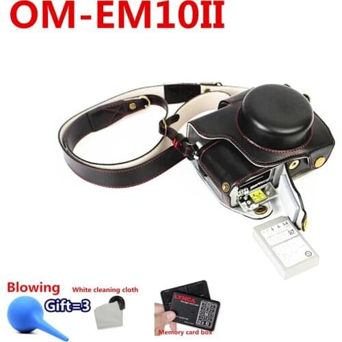 New Luxury PU Leather Video camera case bag for Olympus EM10II 14-42MM Motorized With Strap Open battery 3 Color