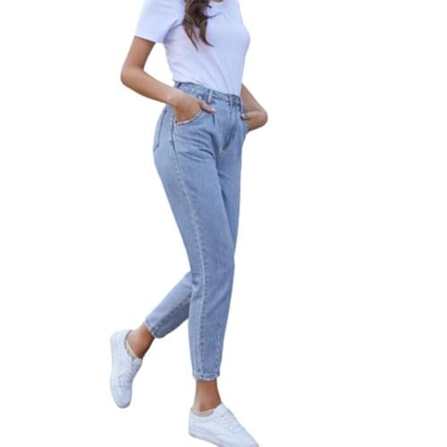 2021ehuanhood High Waist Mom Jeans Women Boyfriends Straight Jeans Femme 100% Cotton Loose Vintage Denim Pants Vaqueros Mujer