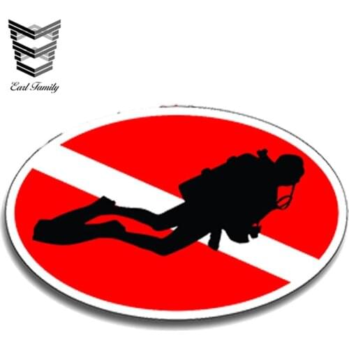 EARLFAMILY 13cm x 7.8cm Oval Scuba Diver Sticker Flag Decal Car Truck Window Bumper Graphic Diving Dive Waterproof Car Styling