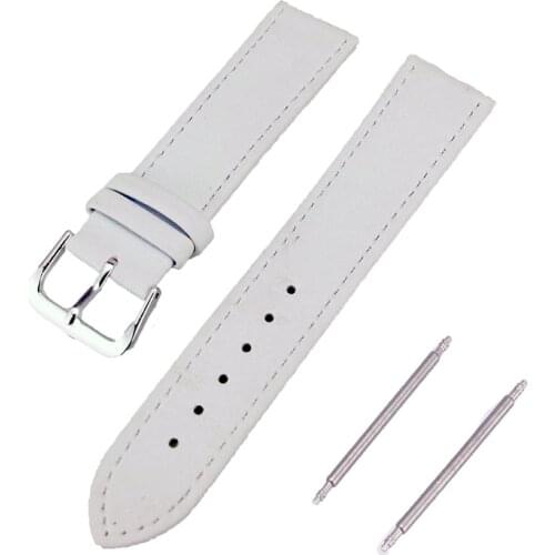 Quality Leather Watchband White Smooth Womens Watch Band 12mm 14mm 16mm 18mm 20mm 22mm Mens Leather Straps Belt Pin Buckle