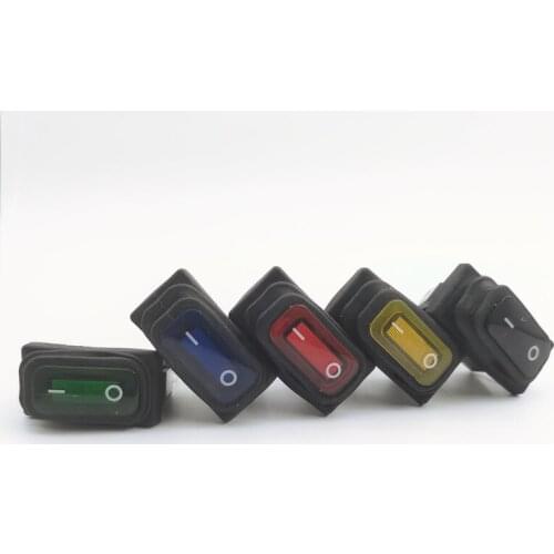 KCD3 12V / 220V LED Light on / Off Rectangular Long Rocker Switch Waterproof IP67 Cover Automobile Instrument Panel 3pin / 2pin