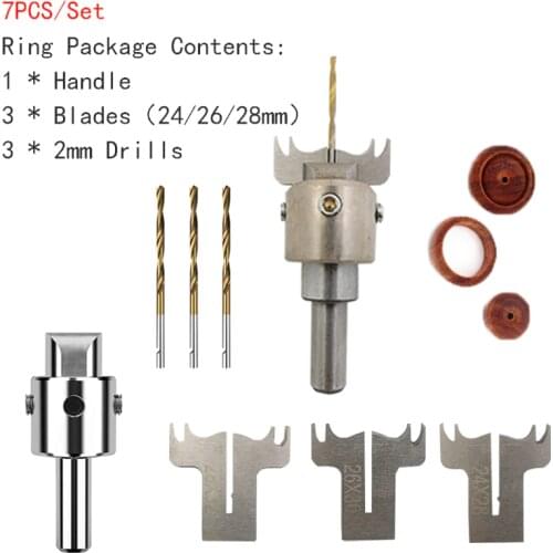 Premium Finger Ring Drill Bit Carbide Blades handle Drill Woodworking Milling Cutter Ring Molding Tool DIY 24/26/28mm