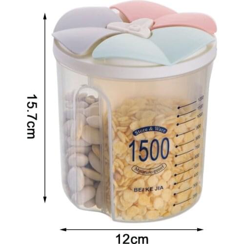Kitchen Grain Storage Box Transparent Plastic Compartment Barrel Household Sealed Cereal Food Storage Containers Jar