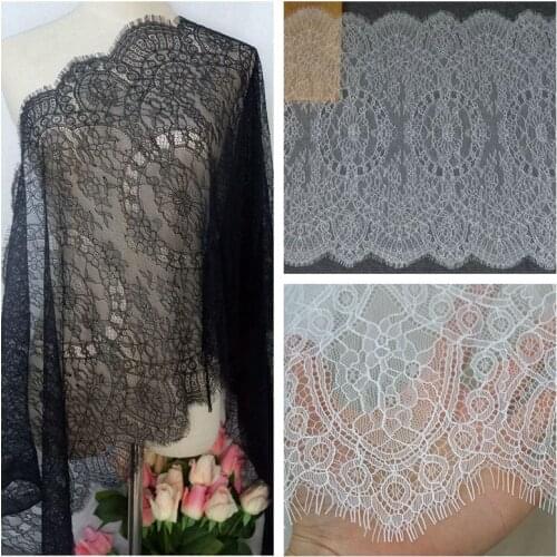 50cm wide small bone line eyelash lace fabric exquisite cutting line DIY wedding accessorie white black