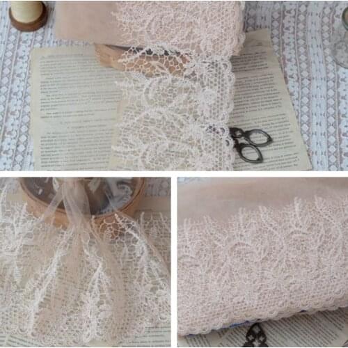 1 Meter Width 21cm Skin Color Mesh Embroidery Lace Fabric DIY Water Soluble Lace Applique Trim DIY Garment Sofa Lace Trimming
