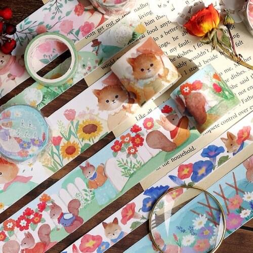 Cute Animals washi Tape Spring Outing Picnic Self-adhesive Label Diy Decoration Sticker For Scrapbooking Diary Album Planner